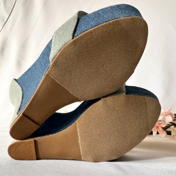 Denim Platform Wedge Sandals - Picture 9 of 9